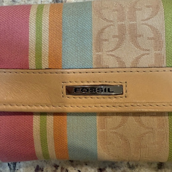 Fossil Leather Canvas Multicolor Folding Wallet - Picture 2 of 9